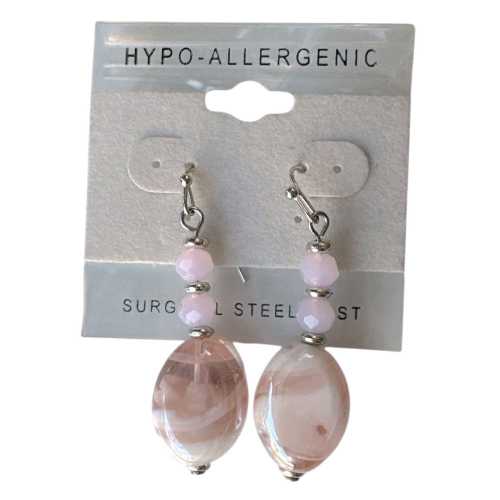 Hypo-Allergenic Pink and Silver Earrings